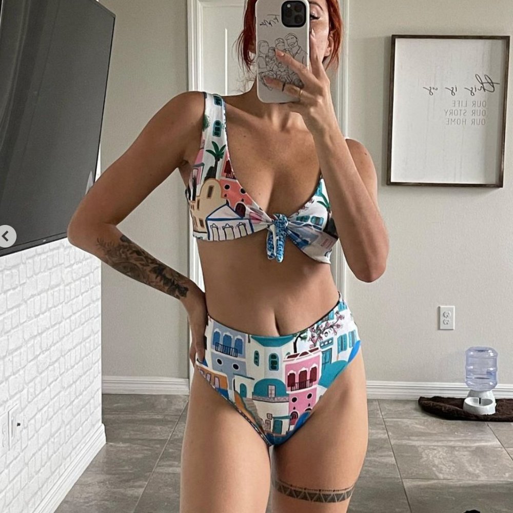 Reversible high waisted cheeky swim